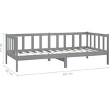  Dnevni ležaj s madracem 90 x 200 cm sivi od masivne borovine | shoptok.hr