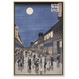  Slika - Utagawa Hiroshige – Night time view of Saruwaka Street 60x90 U prirodnom drvenom okviru | shoptok.hr