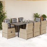 vidaXL 9-dijelni vrtni blagovaonski set od poliratana s jastucima bež | shoptok.hr