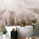  Foto tapeta - Forest motif - deer with antlers among fern leaves on concrete pattern 400x280 | shoptok.hr