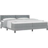 vidaXL Fridrik krevet s madracem svijetlosiv 200x200 cm tkanina, uzglavlje dizajn dijamantskih blokova svijetlosiv 200 cm tkanina | shoptok.hr