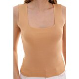 Dewberry 60108 Womens Sleeveless Blouse - Strappy Tank Top-BEIGE | shoptok.hr