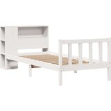  Knjižna postelja brez vzmetnice bela 75x190 cm trdna borovina | Shoptok.si