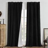 Amazon Zatemnitvene termo žametne zavese Blackout 100% komplet 2 panela črne 132x225 cm visoka gostota dušenje zvoka toplotna izolacija, (5000248138) | Shoptok.si