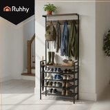 Ruhhy 27038 stalak za cipele 79 cm – metalni organizer s drvenim policama (3 razine, loft dizajn) | shoptok.hr