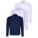 Dewberry TRIPLE SET G674 MENS SHIRT-NAVY BLUE-WHITE-LILAC Cijene