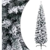 vidaXL Ozka umetna novoletna jelka s snegom zelena 180 cm PVC | Shoptok.si