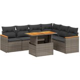 Maison Chic Seti vrtnega pohištva - Vrtna garnitura - Vrtni pohištvo set 7-delna z blazinami siv poli ratan, (21803404) | Shoptok.si
