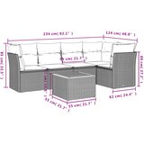  6-dijelni set vrtnih sofa od poliratana s jastucima sivi | shoptok.hr