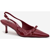 Boto Patent leather pumps with heel with bow burgundy Olvena | shoptok.hr