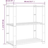 vidaXL Regal s policami 3-nadstropni rjav 80x38x90 cm trdna borovina | Shoptok.si