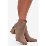 Boto Insulated Women's Ankle Boots on Heel with Eco Suede Beige Brivelle | Shoptok.si