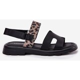 VINCEZA Leather Ladies Sandals On Flat Heel Panther | Shoptok.si