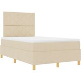  Postelja z vzmetnico z vzglavjem krema 120 x 200 cm blago, (5000128554) | Shoptok.si