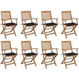 The Living Store Zložljivi zunanji stoli z blazinami 8 kosov trden akacijev les - Zunanji Stol, (21484236) | Shoptok.si