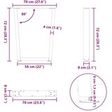  Noge za jedilno mizo v obliki črke V, 2 kosa, črne, 70 x (72-73,3) cm, jeklo, (22123809) | Shoptok.si