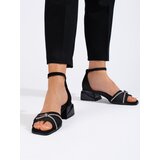 GOODIN Black suede sandals with no heel Cene