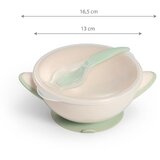 BabyOno Posoda za hranjenje + žlica, bež/zelena | Shoptok.si