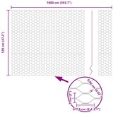 vidaXL stebri ograje 10 kosov U-kanal 120 cm pocinkano jeklo, heksagonalna ograja 1,2x10 m pocinkano jeklo | Shoptok.si