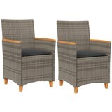  The Living Store Vrtni stoli z blazinami 2 kosa siv poli ratan in trden les - Vrtni Stol, (21455514) | Shoptok.si