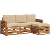  Set vanjskih sofa 4 kom. Prirodna i bež Bijela 197,5 x 122,5 x 73 cm | shoptok.hr