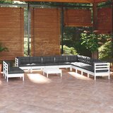 Maison Chic Seti vrtnega pohištva - Vrtna garnitura - Vrtni pohištvo set 12-delna z blazinami bela borovina, (21815879) | Shoptok.si