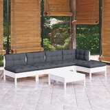  Vrtna sedežna garnitura 6-delna z blazinami bela borovina, (20972718) Cene