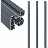 3 Stupovi za ogradu kom tamnosivi 185 cm aluminijski