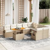 The Living Store Vrtna sedežna garnitura 10-delna z blazinami bež poli ratan - Vrtna Sedežna Garniture, (21427433) | Shoptok.si