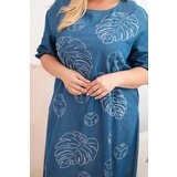 Kesi Włoski Plus Size women's dress with leaf embroidery denim | shoptok.hr