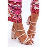 FB2 Leather Heel Sandals Beige Florentina | shoptok.hr