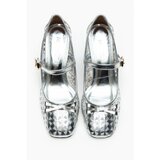 NİŞANTAŞI SHOES Every Silver Patent Leather Bow Detail Women's High Heel Shoes | shoptok.hr