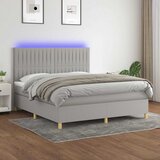Krevet box spring s madracem LED svjetlosivi 180x200 cm tkanina Cijene