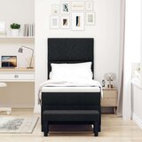 vidaXL vzmetnična postelja z vzmetnico in klopjo Črna 80x200 cm Tkanina, (22083672) | Shoptok.si