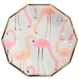 Meri Meri manjši papirnati krožniki neon flamingo (8 kosov)