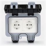 INF Zunanja stenska vtičnica s pokrovom IP66 - z dvojnimi vtičnicami Grey, (21275514) | Shoptok.si