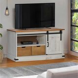 Maison Chic TV omarica - TV stojalo - Televizijska omarica HALDEN z drsnimi vrati Bela 110x40x60 cm Masivni les, (21702310) | Shoptok.si