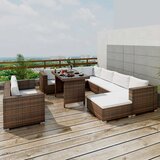 The Living Store Vrtna sedežna garnitura z blazinami 10-delna poli ratan rjava - Jedilni Komplet, (21422978) | Shoptok.si