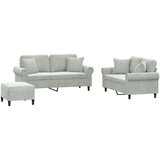  3-dijelni set sofa s jastucima svjetlosivi baršunasti | shoptok.hr