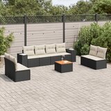  9-dijelni set vrtnih sofa s jastucima crni od poliratana | shoptok.hr