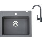 Metalac x quadro 60 usadna sudopera + baterija za sudoperu roto, siva | ePonuda.com