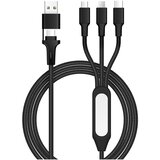 INF 5-v-1 pleten polnilni kabel z nočno lučko: USB/OTG/Type-C/iOS/Android Black, (5000276652) | Shoptok.si