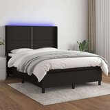  Box spring postelja z vzmetnico LED črna 140x200 cm blago, (20725990) | Shoptok.si