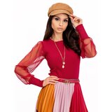 RUE PARIS Blouse-RV-BZ-5192.16-burgundy | Shoptok.si