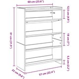  Stalak za cipele boja hrasta 60x25x81 cm konstruirano drvo Smeđa | Shoptok.si