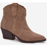 Boto Slip-on Women's Cowboy Boots Made of Natural Suede Beige Beretta | ePonuda.com
