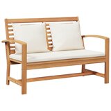  Klupa s jastukom Smeđa i krem 110 x 66 x 76 cm Čvrsto teak drvo | Eponuda.com