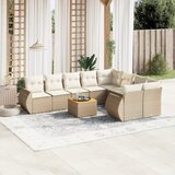  10-dijelni set vrtnih sofa s jastucima bež od poliratana 70 x 62 x 69 cm | Shoptok.si