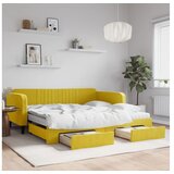 vidaXL Dnevni krevet na razvlačenje s ladicama žuti 100x200 cm baršun | shoptok.hr