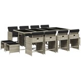  The Living Store Vrtna jedilna garnitura 13-delna z blazinami sv. siv poli ratan - Vrtna Jedilna Garnitura, (21461411) | Shoptok.si